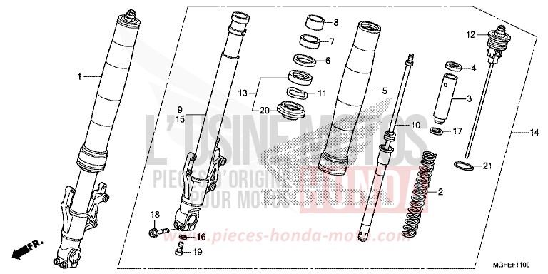 FRONT FORK for VFR1200X Dual Clutch PEARL COSMIC BLACK (NHA64) from 2014